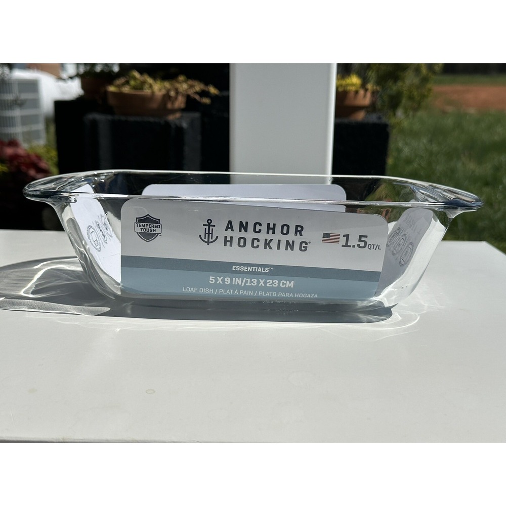 New Anchor Hocking Fire King Bakeware Clear Glass Loaf Pan 1.5 Quart SZ 5"x 9"
